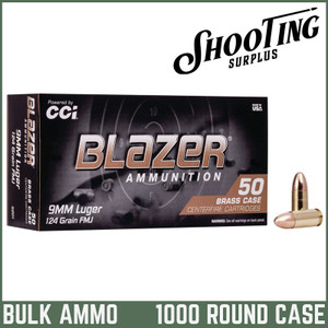 *FREE SHIPPING* CCI Blazer Brass Pistol Ammo 9mm Luger 124 gr. FMJ - CASE \ 1000 Rounds