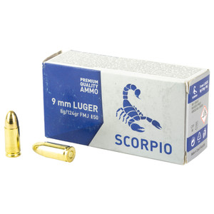 SCORPIO AMMO 9MM 124GR FMJ 50 Rounds