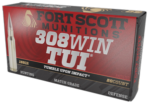 Fort Scott Munitions 308-165-SCV22 Tumble Upon Impact (TUI)  308Win 165gr Solid Copper Spun 20 Per Box/10 Case
