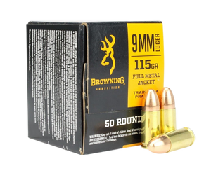 Browning Ammo B191800093   9mm 115gr Full Metal Jacket 50 Per Box/20 Case