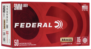 Federal Champion Target Ammo 9mm Luger Full Metal Jacket 115 Grain 50 Rounds