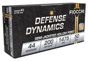Fiocchi 44B500 Defense Dynamics  44RemMag 200gr Semi Jacketed Hollow Point 50 Rounds