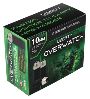 Liberty Ammunition LAOW10MM702150 OverWatch  10mmAuto 70gr Open Cavity Design 20 Rounds