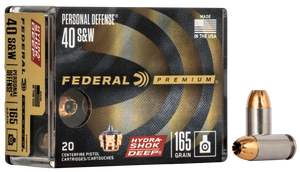 Federal Premium Personal Defense 40 S&W Hydra-Shok Deep 165 Grain 20 Rounds