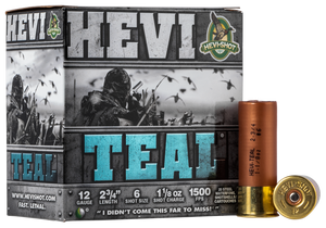 HEVI-Shot HS61226 HEVI-Teal  12Gauge 2.75" 1 1/8oz 6Shot 25 Rounds
