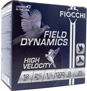 Fiocchi High Velocity Hunting Loads 12 ga. 2.75 in. 1 1/4 oz. 8 Shot 25 rd.