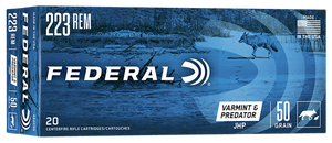 Federal AE223G American Eagle Varmint & Predator 223Rem 50gr Jacketed Hollow Point 20 Rounds