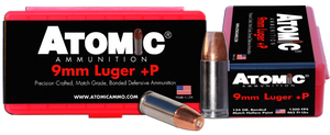 Atomic Ammunition 00454 Pistol Precision Craft 9mmLuger +P 124gr Bonded Match Hollow Point 20 Rounds