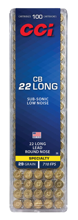 CCI CB Long Rimfire Ammo 22 Long Rifle Lead Round Nose 29 Grain 100 Rounds