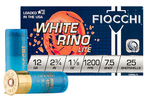 Fiocchi 12WRNL75 Exacta Target White Rino Lite 12Gauge 2.75" 1 1/8oz 7.5Shot 25 Rounds
