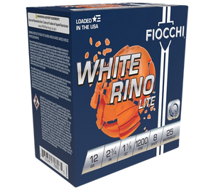 Fiocchi 12WRNL8 Exacta Target White Rino Lite 12Gauge 2.75" 1 1/8oz 8Shot 25 Rounds