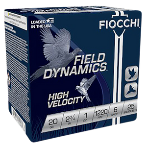 Fiocchi High Velocity Hunting Loads 20 ga. 2.75 in. 1 oz. 6 Shot 25 rd.
