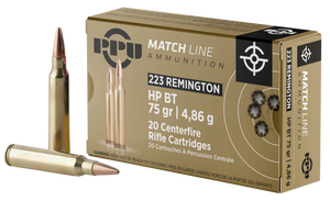 PPU PPM2232 Match  223Rem 75gr Hollow Point Boat Tail 20 Rounds