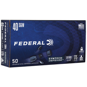 Federal Premium Personal Defense 40 S&W Syntech Defense SJHP 175 Grain 50 Rounds