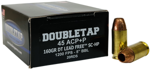 DoubleTap Ammunition 45A160XM   45ACP 160gr Lead Free Hollow Point 20 Rounds