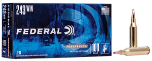 Federal, Power Shok, 243 Winchester, Jacketed Soft Point, 100 Grain, 20 Rounds