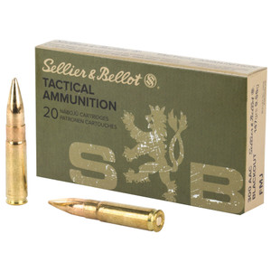 Sellier & Bellot Rifle, 300 AAC Blackout, Full Metal Jacket, 147 Grain, 20 Rounds
