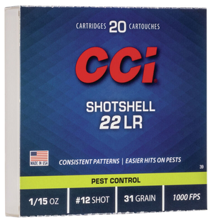 CCI Pest Control Shotshell 22 Long Rifle #12 Shot 31 Grain 20 Rounds