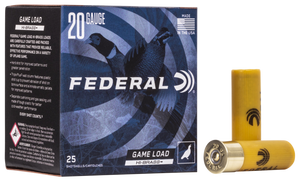 Federal Game-Shok Hi-Brass Load 20 ga. 2.75 in. 1 oz. 4 Shot 25 rd.
