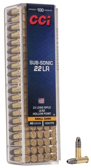 CCI Subsonic Hp 22 Long Rifle Lead Hollow Point 40 Grain 100 Rounds