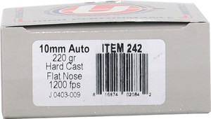 Underwood Ammo Hard Cast Flat Nose Handgun Ammunition 10mm Auto 220gr FN 1200 fps 20/ct