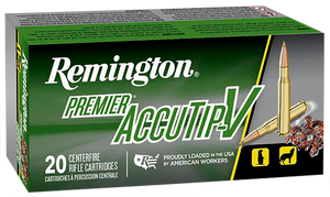 Remington, Premier AccuTip, 243 Winchester, AccuTip V Boat Tail, 75 Grain, 20 Rounds