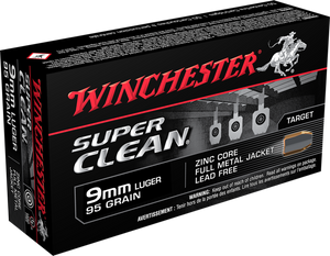 Winchester Super Clean 9mm Luger Full Metal Jacket 95 Grain 50 Rounds