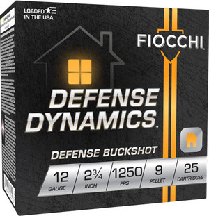 Fiocchi 12EX9P Defense Dynamics Defense Buckshot 12Gauge 2.75" 25 Per Box/10 Case