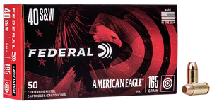 Federal, American Eagle, .40 S&W, Full Metal Jacket, 165 Grain, 50 Rounds