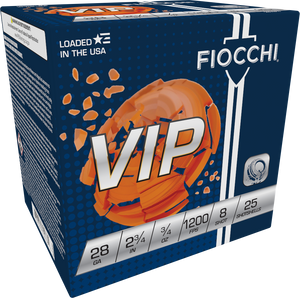 Fiocchi VIP Target Shotgun Loads 28 ga. 2.75 in. 3/4 oz. 1200 FPS 8 Shot 25 rd.