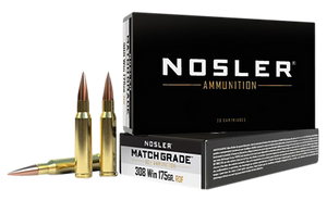 Nosler Match Grade 308 Winchester Rdf Hollow Point Boat Tail 175 Grain 20 Rounds
