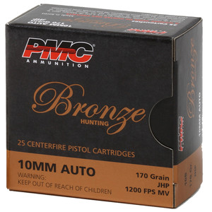 PMC, Bronze, 10mm Auto, Jacketed Hollow Point, 170 Grain, 25 Rounds
