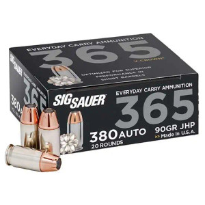Sig Sauer, Elite 365, 380 Acp, V-Crown Jacketed Hollow Point, 90 Grain, 20 Rounds
