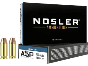 Nosler, Match Grade ASP, 45 ACP, Copper Clad Hollow Point, 185 Grain, 50 Rounds