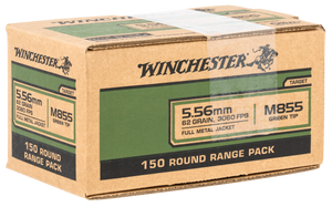Winchester Usa M855 5.56x45 Nato Full Metal Jacket 62 Grain 150 Rounds