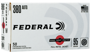 Federal Range Target Practice 380 ACP Full Metal Jacket 95 Grain 50 Rounds