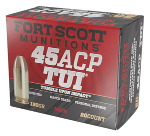 Fort Scott Munitions 450180SCV Tumble Upon Impact (TUI)  45ACP 180gr Solid Copper Spun 20 Rounds