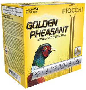 Fiocchi Golden Pheasant Shotgun Loads 20 ga. 3 in. 1 1/4 oz. 4 Shot 25 rd.