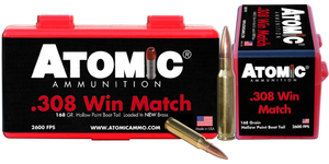 Atomic Ammunition 00426 Rifle Match 308Win 168gr Hollow Point Boat Tail 50 Rounds