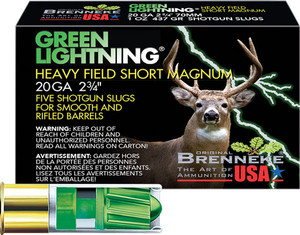 Brenneke Green Lightning Slugs 20 ga. 2 3/4 in. 1 oz. 5 rd.