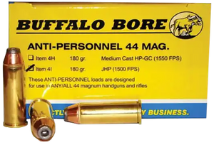 Buffalo Bore Ammunition 4I20 Anti-Personnel Strictly Business 44Rem Mag 180gr Jacketed Hollow Point 20 Rounds