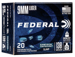 Federal Syntech Defense 9mm Luger Semi-Jacketed Hollow Point 138 Grain 20 Rounds