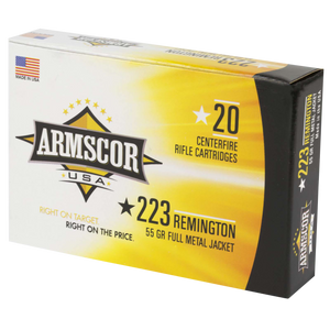 Armscor Range Rifle Ammo 223 Remington Full Metal Jacket 55 Grain 20 Rounds