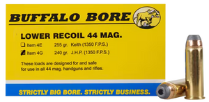 Buffalo Bore Ammunition 4G20 Low Recoil Strictly Business 44Rem Mag 240gr Jacket Hollow Point 20 Rounds