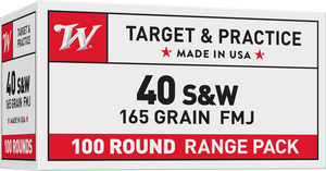 Winchester Usa Pistol, .40 S&w, Full Metal Jacket, 165 Grain, 100 Rounds
