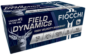Fiocchi 12HV9P Field Dynamics  12Gauge 2.75" 9Pellets 00Buck Shot 10 Rounds