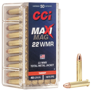 CCI, Maxi-Mag Hv, 22 Winchester Magnum Rimfire (WMR), Total Metal Jacket, 40 Grain, 50 Rounds