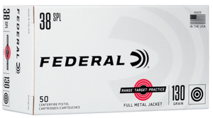 Federal Range Target Practice 38 Special Full Metal Jacket 130 Grain 50 Rounds
