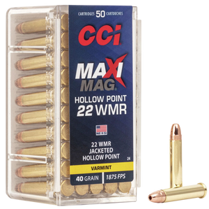 Cci Maxi-Mag 22 Winchester Magnum Jacketed Hollow Point 40 Grain 50 Rounds