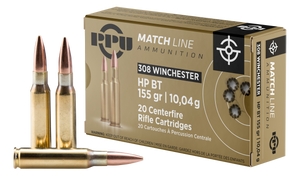 Prvi Partisan PPM3081 308 Winchester Hollow Point Boat Tail 155 Grain 20 Rounds